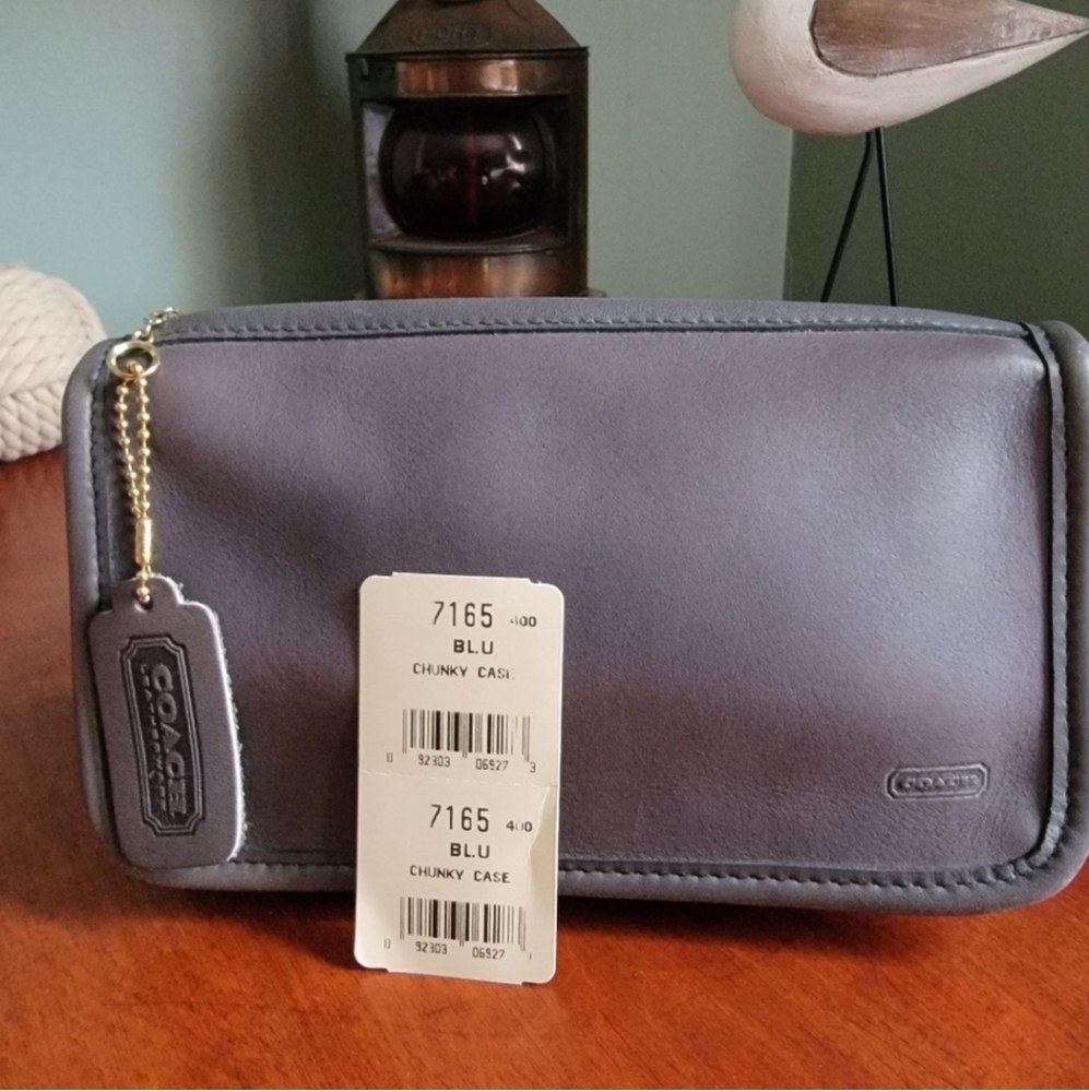 Vintage Coach Chunky Case EUC Gray Leather w hangtag and original sales tag 7165